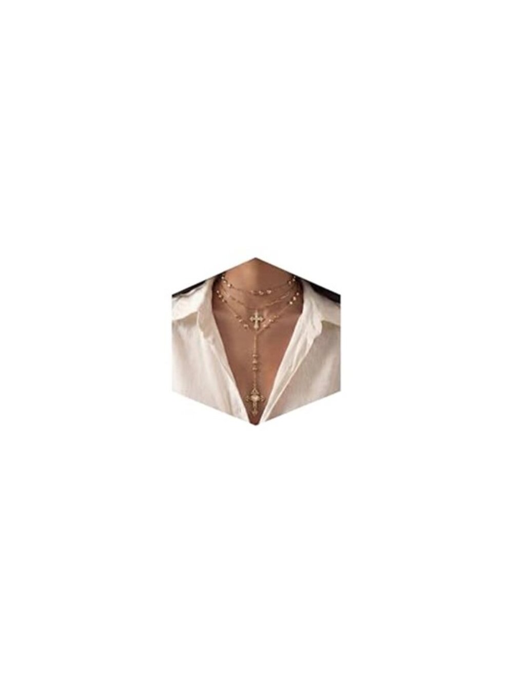 Cross Necklace for Women, Gold Plated Vintage Layered Jewelry Set